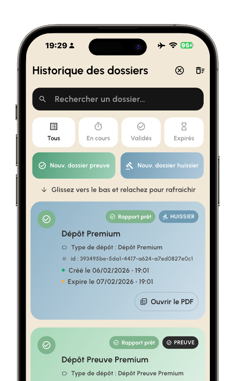 Historique des dossiers